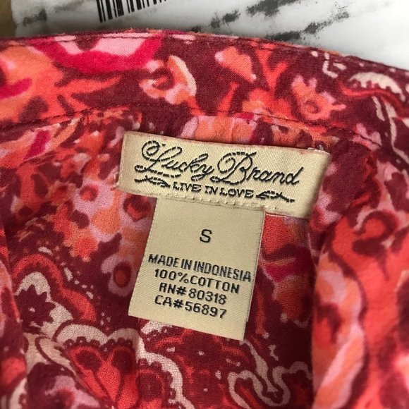 Lucky Brand Women's Small Red Floral Work Business Casual Blouse - Picture 8 of 8
